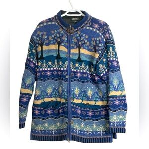 Icelandic Design Vintage Sweater 100% Wool w Gorgeous Colours, Fully Lined